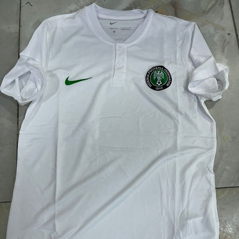 Nigeria White 2-Button Henley Polo Jersey