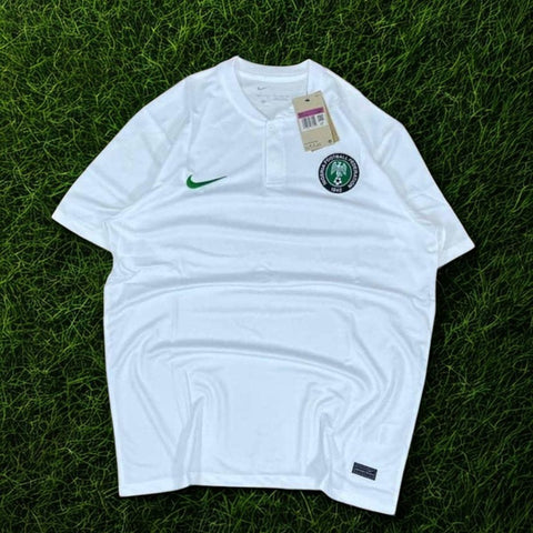 Nigeria White 2-Button Henley Polo Jersey